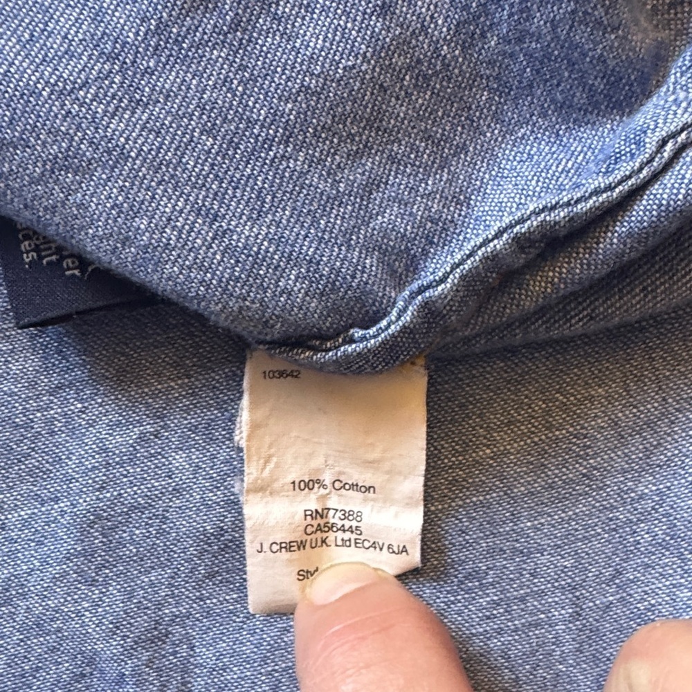 J. Crew Popover Chambray Button Front Pocket Causal Top - Picture 10 of 11